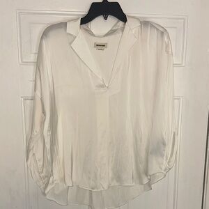 Zadig & Voltaire Cream Satin V-Neck Blouse